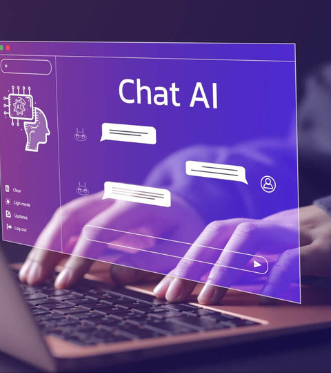 Purple-themed AI interface showing the words 