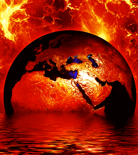 Image of planet burning due to climate change