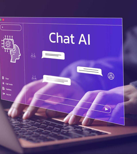 Purple-themed AI interface showing the words 